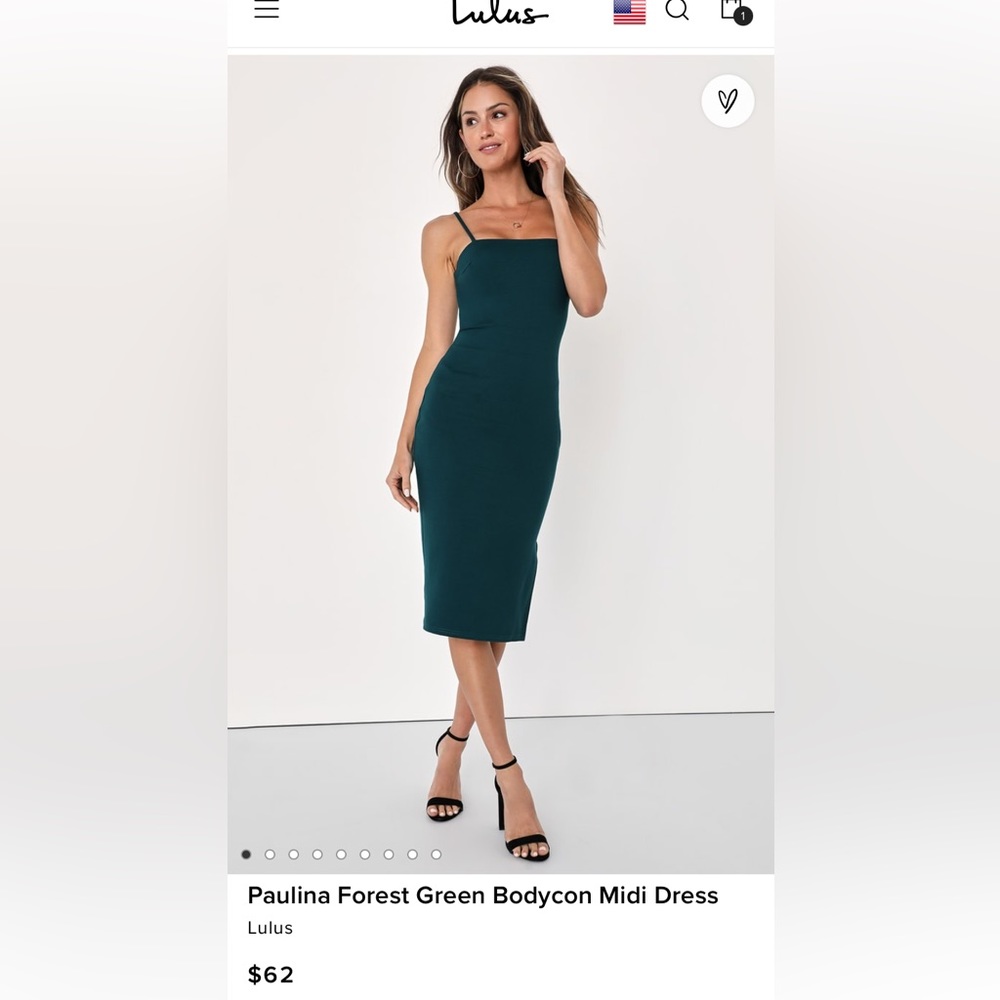 Lulus Paulina forest green midi body con dress